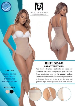 Faja Short Colombiana Medallo Shop Beige/Negro