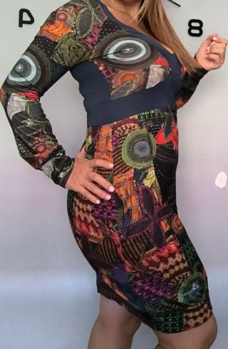 Vestido estampado manga larga