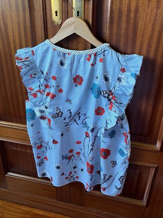 Camisa Rayas Flores Volantes Bordado