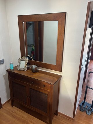Mueble recibidor y espejo madera