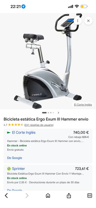 Bicicleta Estática FINNLO Plata
