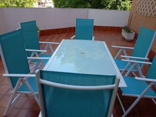 Conjunto de Mesa y 6 Sillas reclinables Terraza