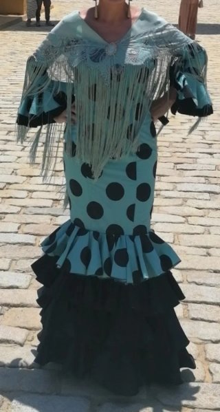 Traje Flamenca Verde y Negro Talla 42
