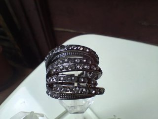 Anillo 7 vueltas antracita y brillantes