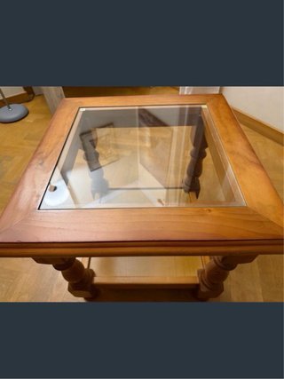 Mesa baja auxiliar madera con cristal