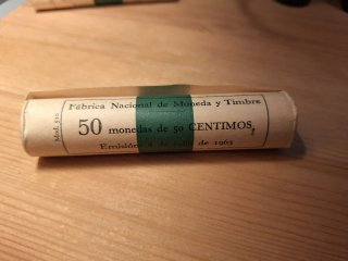 Cartucho monedas 50 céntimos 1963