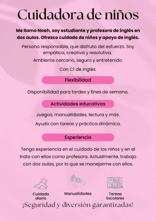 Cuidado de niños y apoyo de idiomas.