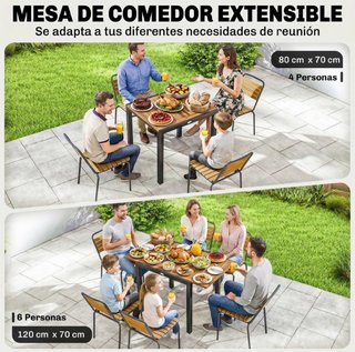 Tavolo da giardino allungabile in legno e metallo
