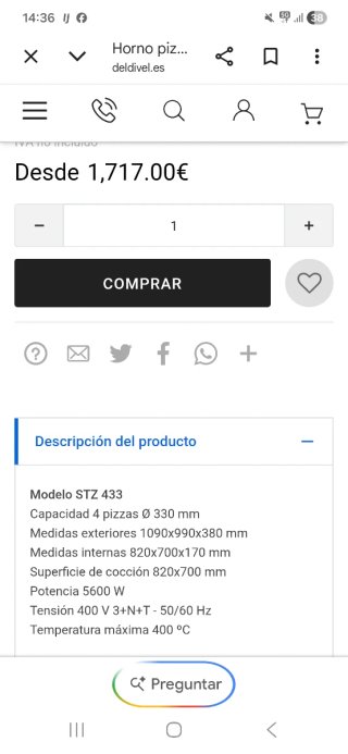 Horno doble pizza puerta ¡ÚLTIMA SEMANA!!! 599€!!!
