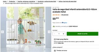 Barrera niños Extensible 64,5-102cm nueva