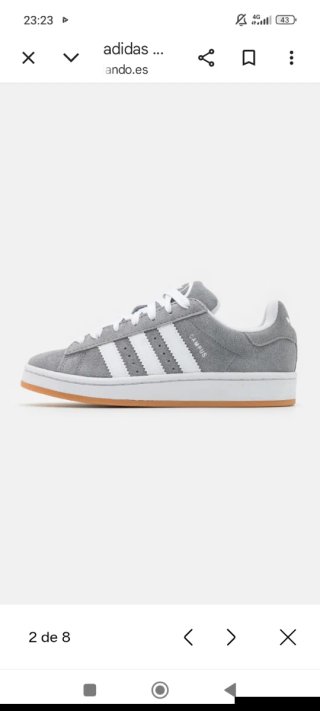 Adidas Campus 38.5 Gris/Blanco Sin Usar