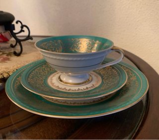 Taza de porcelana Bavaria con doble plato para pos