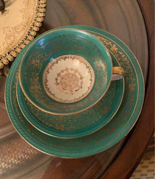 Taza de porcelana Bavaria con doble plato para pos