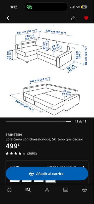 Sofa Cama Chaiselongue FRIHETEN