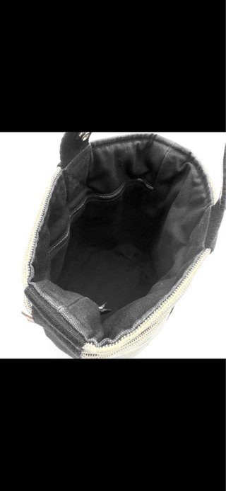 Borsa Hermes in tela grigio/grezza combinata con nero