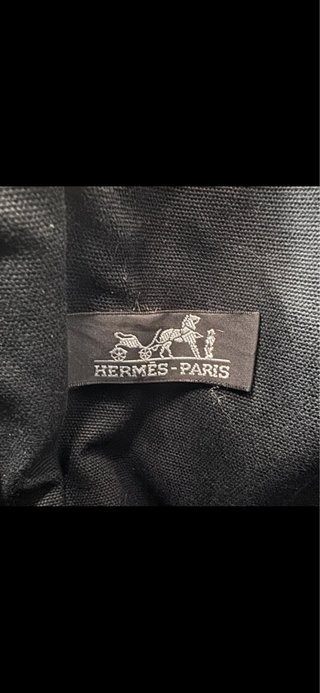 Borsa Hermes in tela grigio/grezza combinata con nero