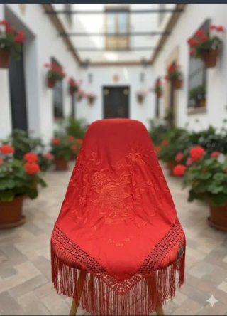 Manton  Rojo Bordado