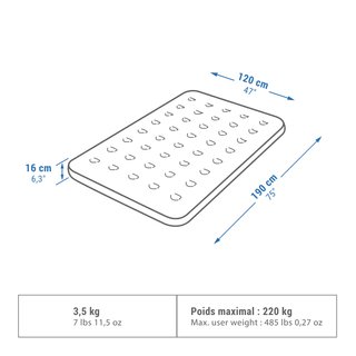 Colchón hinchable 2 personas 190x120 cm Quechua Air Basic
