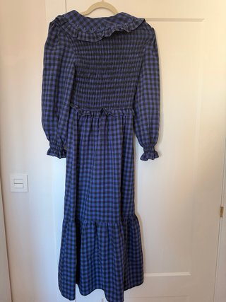Vestido cuadros azul y negro manga larga