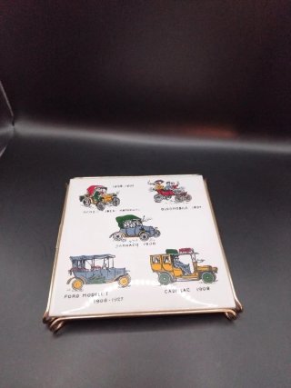 🇩🇪 Salvamanteles Cerámica Alemana Coches Antiguo