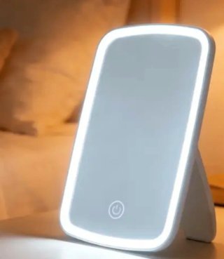 Espejo con luz LED (varios colores) y carga USB