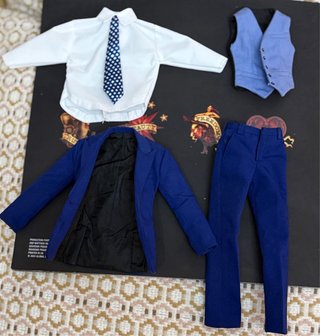 Conjunto Traje 1/6 Azul Chaleco Corbata