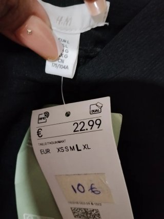 Vestido H&M Negro Tirantes Fruncido Talla XS