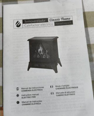 Calefactor Newbasic Negro Efecto Llama .