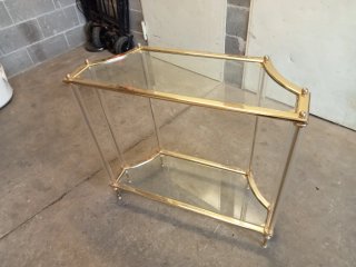 Mesa auxiliar vintage cristal y metal dorado