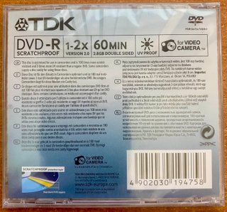 TDK DVD-R 8cm Double Sided 2.8GB/60min