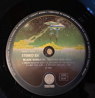 Black Sabbath Heaven And Hell LP Vertigo 1980