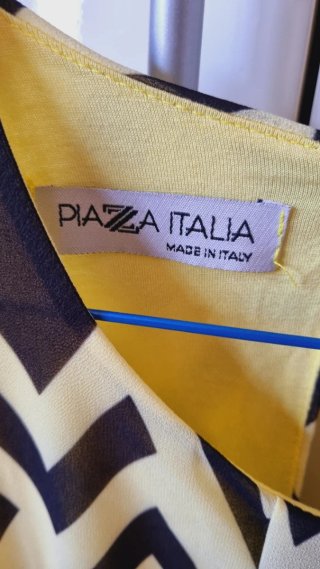 Top blusa fantasia geometrica giallo nero
