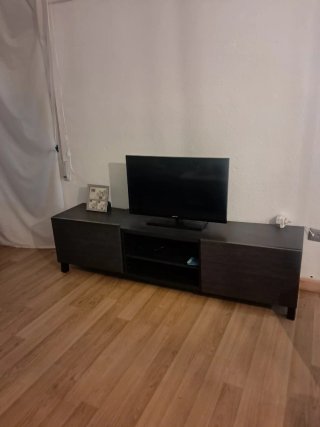 Mueble TV y Televisor Negro/Marrón