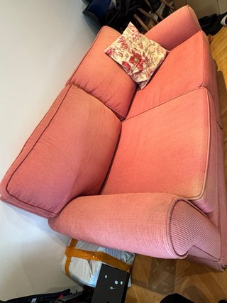 Sofá cama 2 plazas rosa pana .