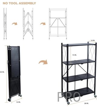 Scaffale pieghevole in metallo con ruote - Organize