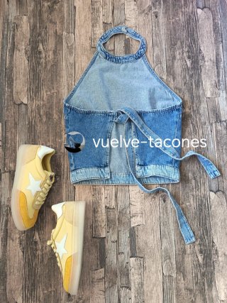 Top vaquero halter ♡ ZARA * talla M espalda libre