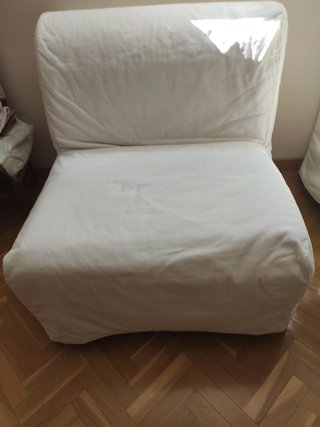 Sillón cama tela blanco