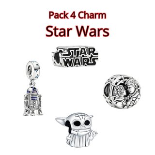 Pack 4 Charms Star Wars Plata Yoda