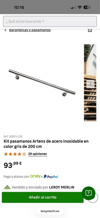 Pasamanos metálico para escaleras