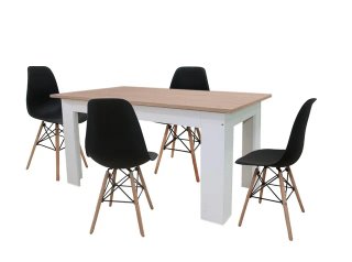 CONJUNTO COMEDOR NORDICO MESA + 4 SILLAS SALON