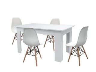 CONJUNTO COMEDOR NORDICO MESA + 4 SILLAS SALON