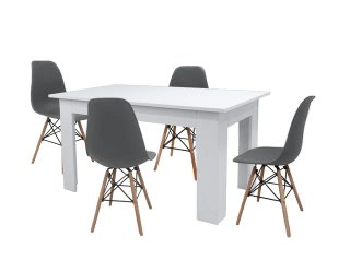 CONJUNTO COMEDOR NORDICO MESA + 4 SILLAS SALON