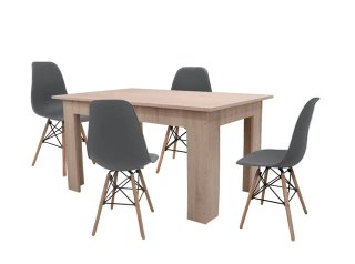 CONJUNTO COMEDOR NORDICO MESA + 4 SILLAS SALON