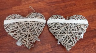 Decoración Corazones Mimbre y Madera