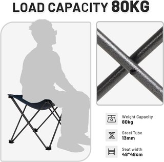 Taburete Plegable Camping Acolchado Negro