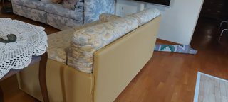 Divano letto 2 posti tessuto giallo e beige