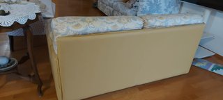 Divano letto 2 posti tessuto giallo e beige