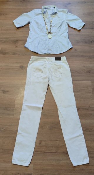 Conjunto Pantalón Shana Blanco y Camisa Uterque