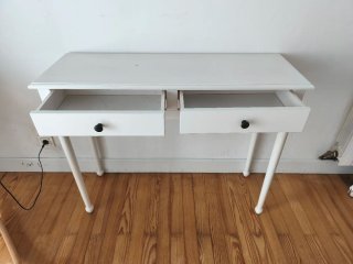 Consola blanca 2 cajones madera