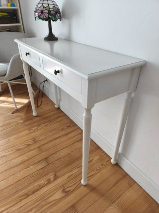 Consola blanca 2 cajones madera